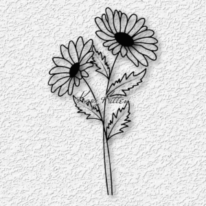 2 long stem sunflowers wall art flower garden home decor - 3D model by KaozKitten on Thangs