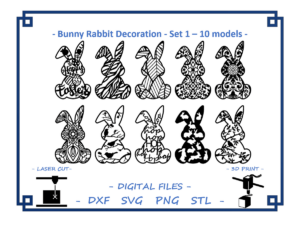  Bunny Rabbit decoration - Set 1 - 10 models Bundle - 3D model by ZETREX on Thangs