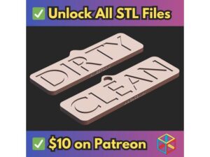 Dishwasher Clean Dirty Sign with 8mm x 2mm Magnet MineeForm FDM 3D Print STL File by mineeform714