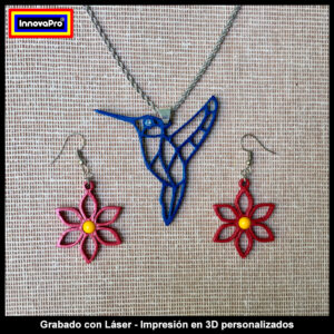 Flower Earrings and Hummingbird Pendant Set @ Pinshape