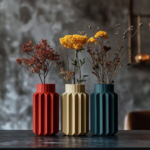 Geometric Trio Vases – 3D Printable Modern Design Set - 3D model by Decorartor on Thangs