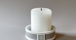London round candle holder - white/beige