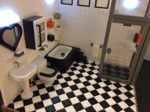 Miniature towel hanger & shampoo  (bathroom) @ Pinshape