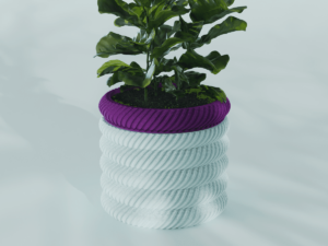 Sora Planter Pot, Striped Diagonal | Small, Medium, Large | Self Watering and Drip Tray  - 3D model by RasmusHelbo on Thangs