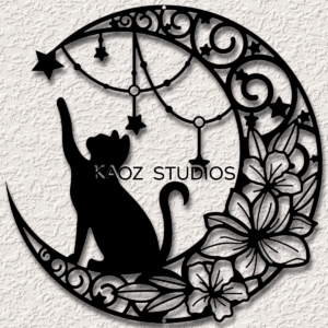 cat moon stars wall art space kitty home decor - 3D model by KaozKitten on Thangs