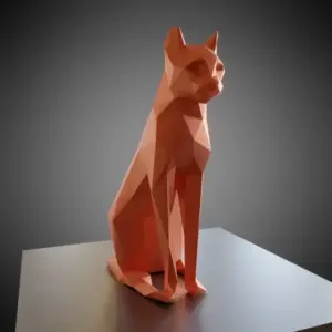 3D Printer Files | 3MF File | Low poly sitting cat | Creality Cloud