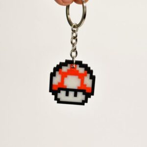 8bit Mario Mushroom Keychain