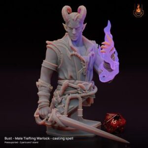 Bust - Male Tiefling Warlock - [Supported] 3D Model