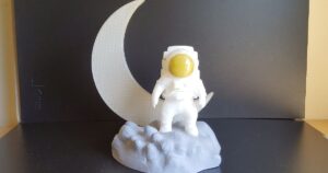 Space Man on an Asteroid with Moon